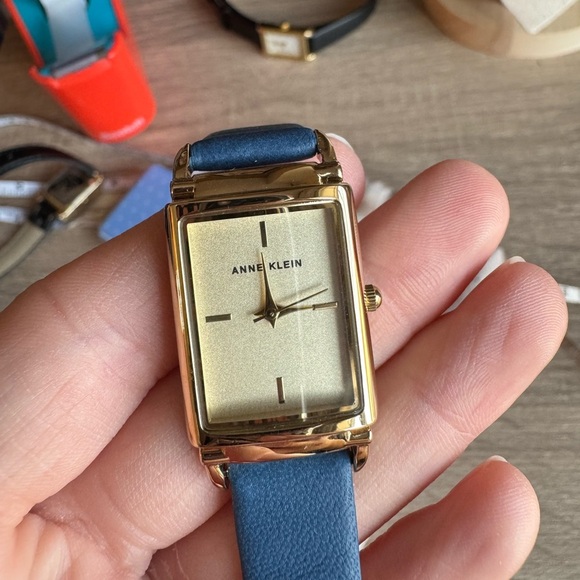 Anne Klein Gold Watch with Blue Strap - Picture 1 of 3